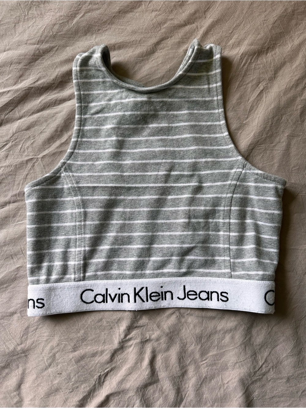 Calvin Klein Jeans Gray Striped Cropped Tank Top